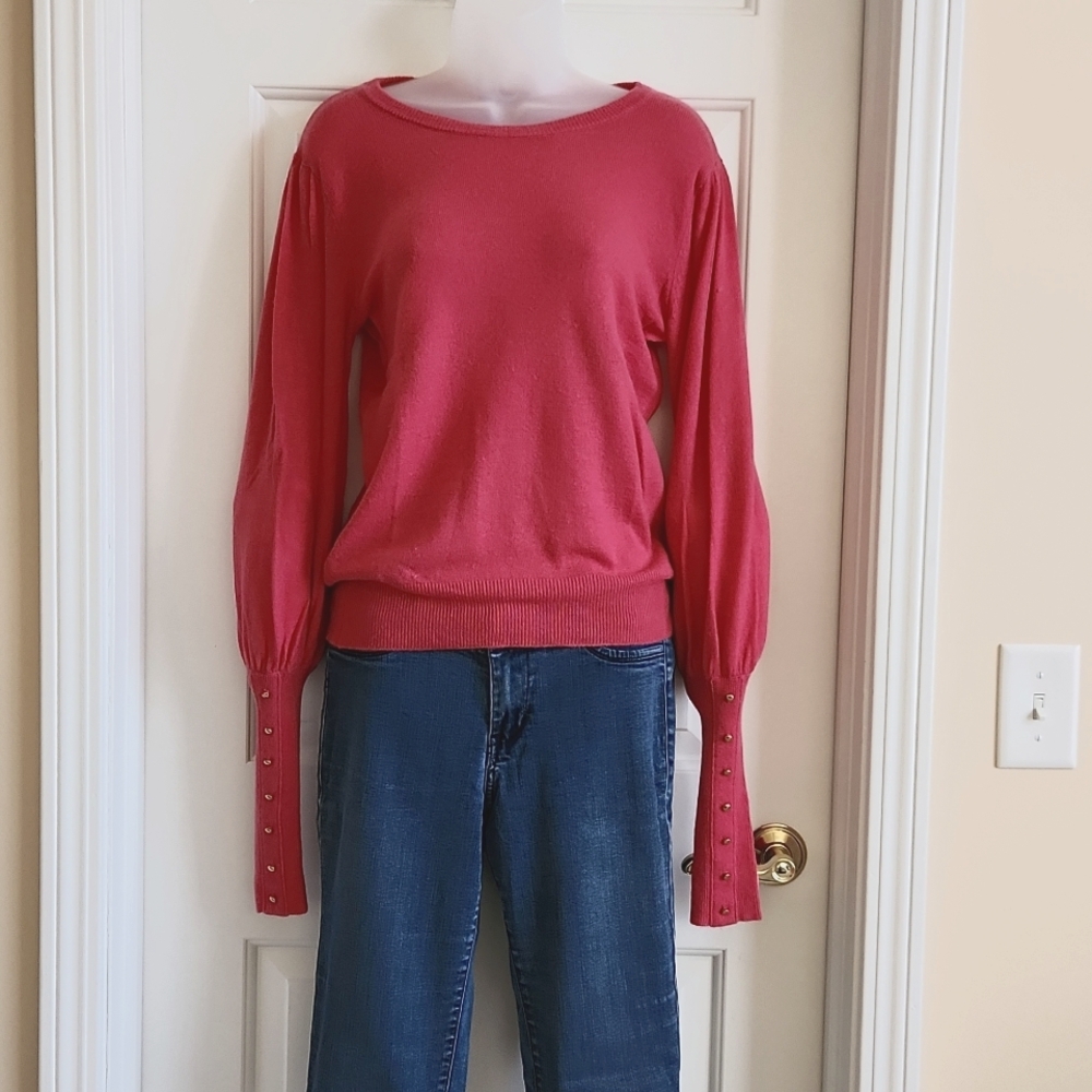 TAHARI Pink Cashmere Blend Sweater Size S